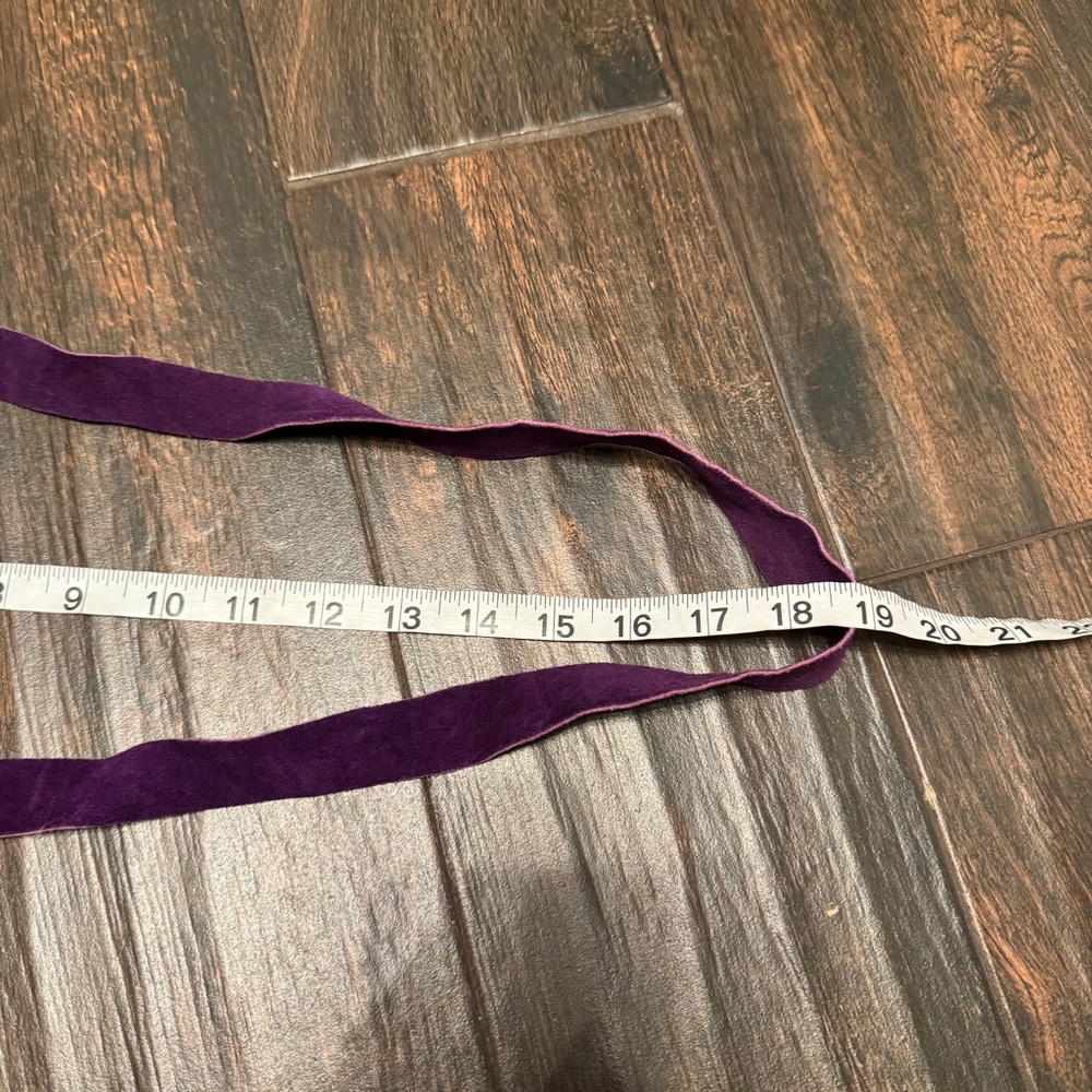 Vintage Purple Suede Leather Long Fringe Flap Shoulder Crossbody Bag - Picture 7 of 8